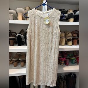 She + Sky Cream Textured Mini Dress